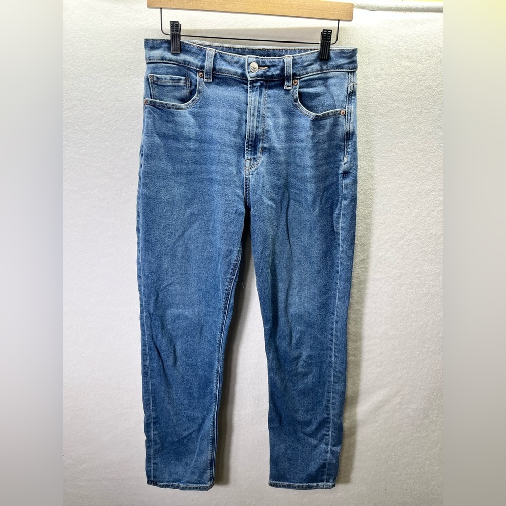 American Eagle Mom Jean Denim Jeans‎ Womens 6 Blue Stretch 90s loose Cute 2205